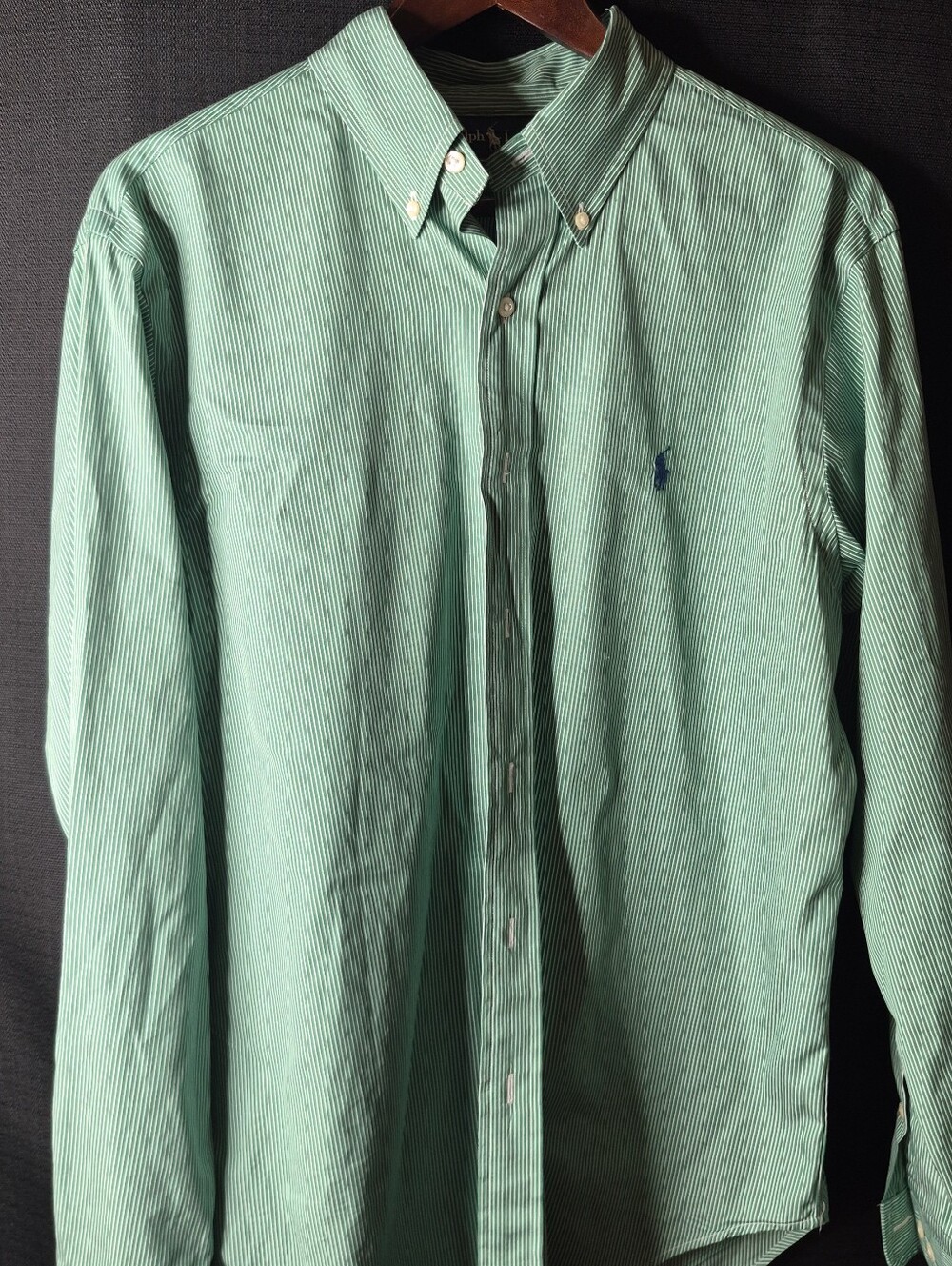 Ralph Lauren Mint Green Micro-Stripe Button-Down Shirt
